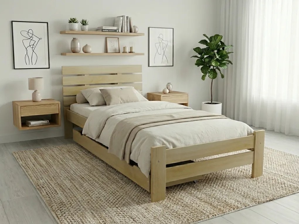 PARIS magasított ágy 90x200 cm, fenyőfa Ágyrács: Léces ágyrács, Matrac: Sommera 18 cm matrac