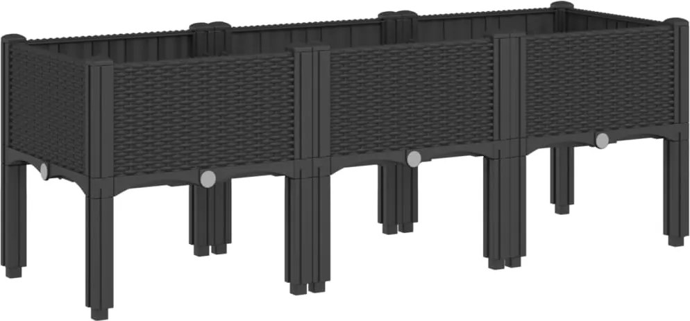 vidaXL fekete PP rácsos kerti ültetőláda 120 x 40 x 42 cm