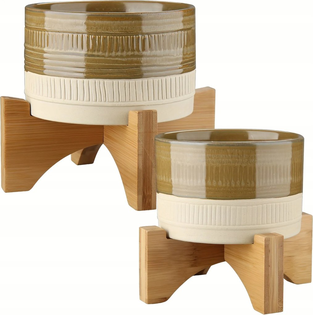 2 db-os Kerámia Virágtartó Növénytartó Állvánnyal