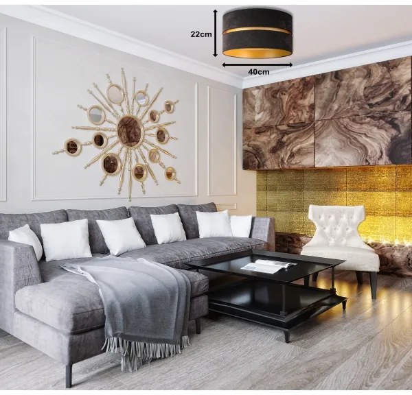 Duolla - Mennyezeti lámpa DUO 1xE27/40W/230V átm. 40 cm fekete/arany