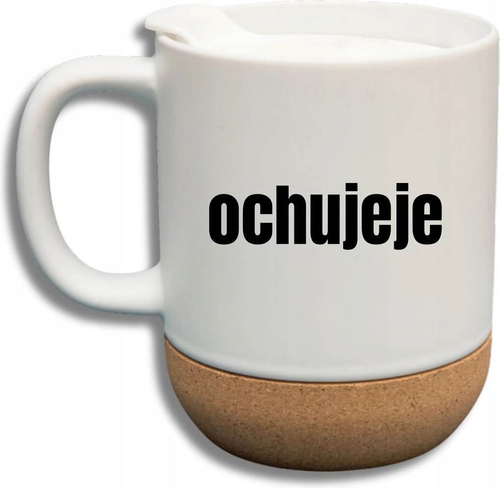 Fehér Bögre Fedéllel És Parafa Aljjal Ajándék