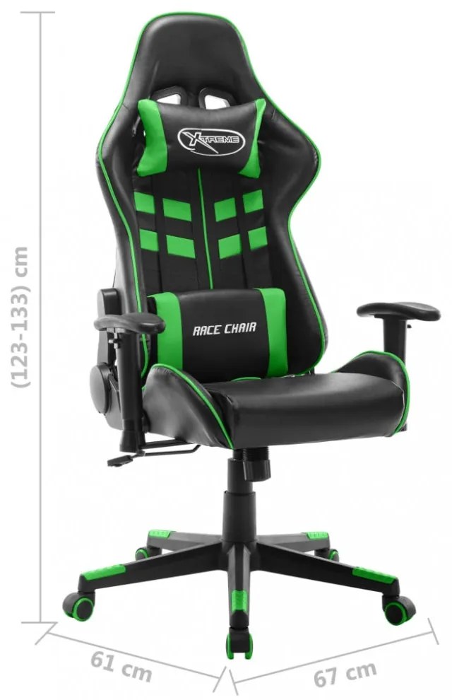 fekete és zöld műbőr gamer szék