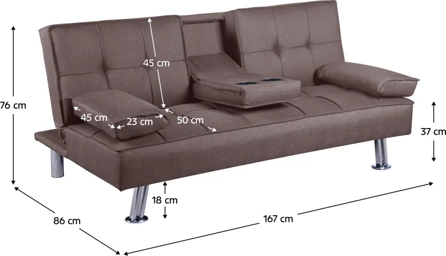 Kinyitható kanapé, barna, GOLDIA NEW