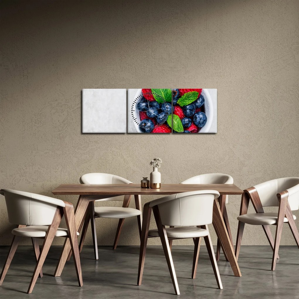 Kép - tál erdei gyümölccsel (órával) (90x30 cm)