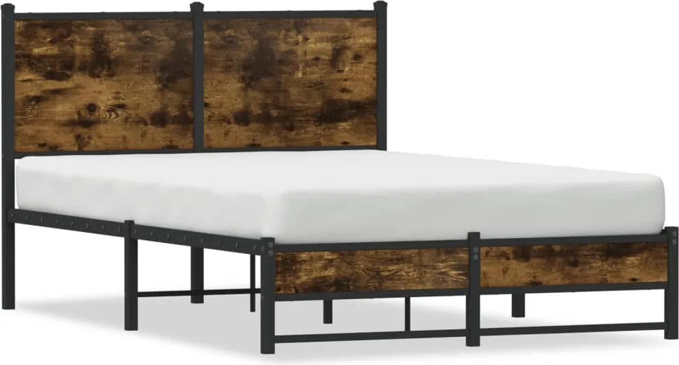 vidaXL füstös tölgy színű fém ágykeret matrac nélkül 120 x 200 cm