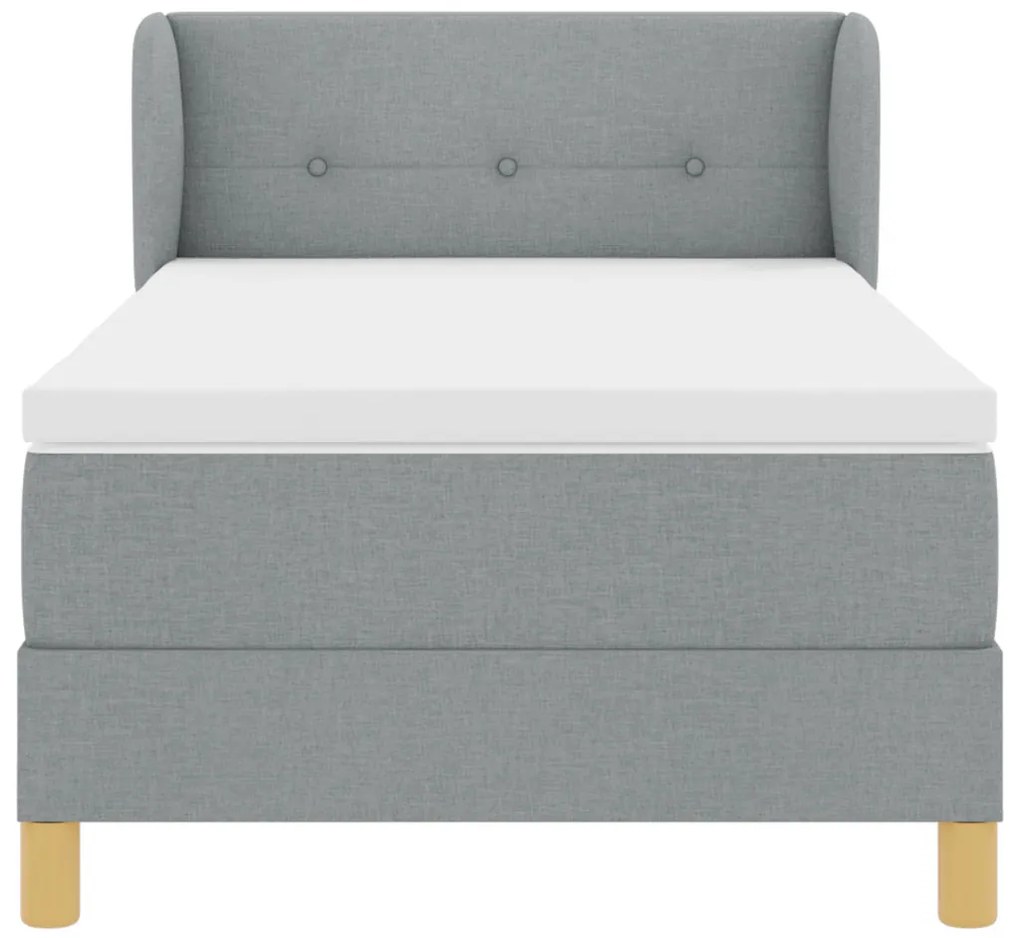 Boxspring Ágy Mattal Világosszürkében, 100x200 cm Szövet