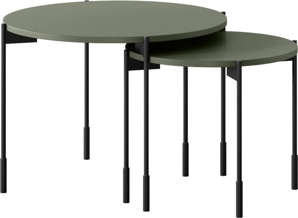 Sonatia kerek fémlábas dohányzóasztal 45 cm - olívazöld