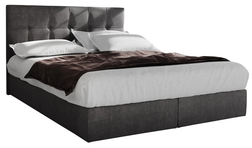Franciaágy Boxspring 160 cm Porto (szürke) (matraccal és tárolóhellyel). 1047308