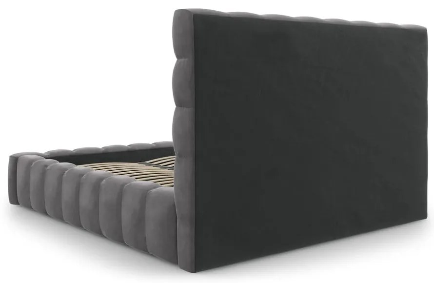 Szürke kárpitozott franciaágy tárolóhellyel, ágyráccsal 180x200 cm Bali – Cosmopolitan Design