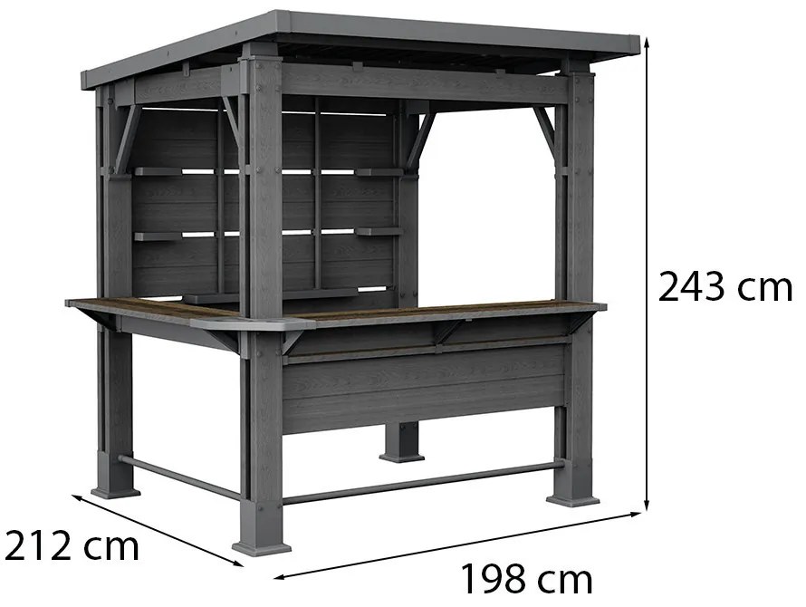 Kerti bár pavilon, bárpulttal, tetővel