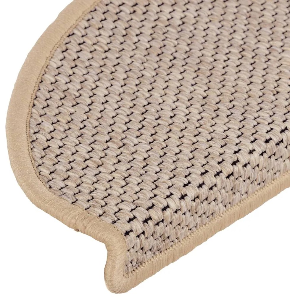 15 db szizál hatású világos bézsszínű lépcsőszőnyeg 65x21x4 cm