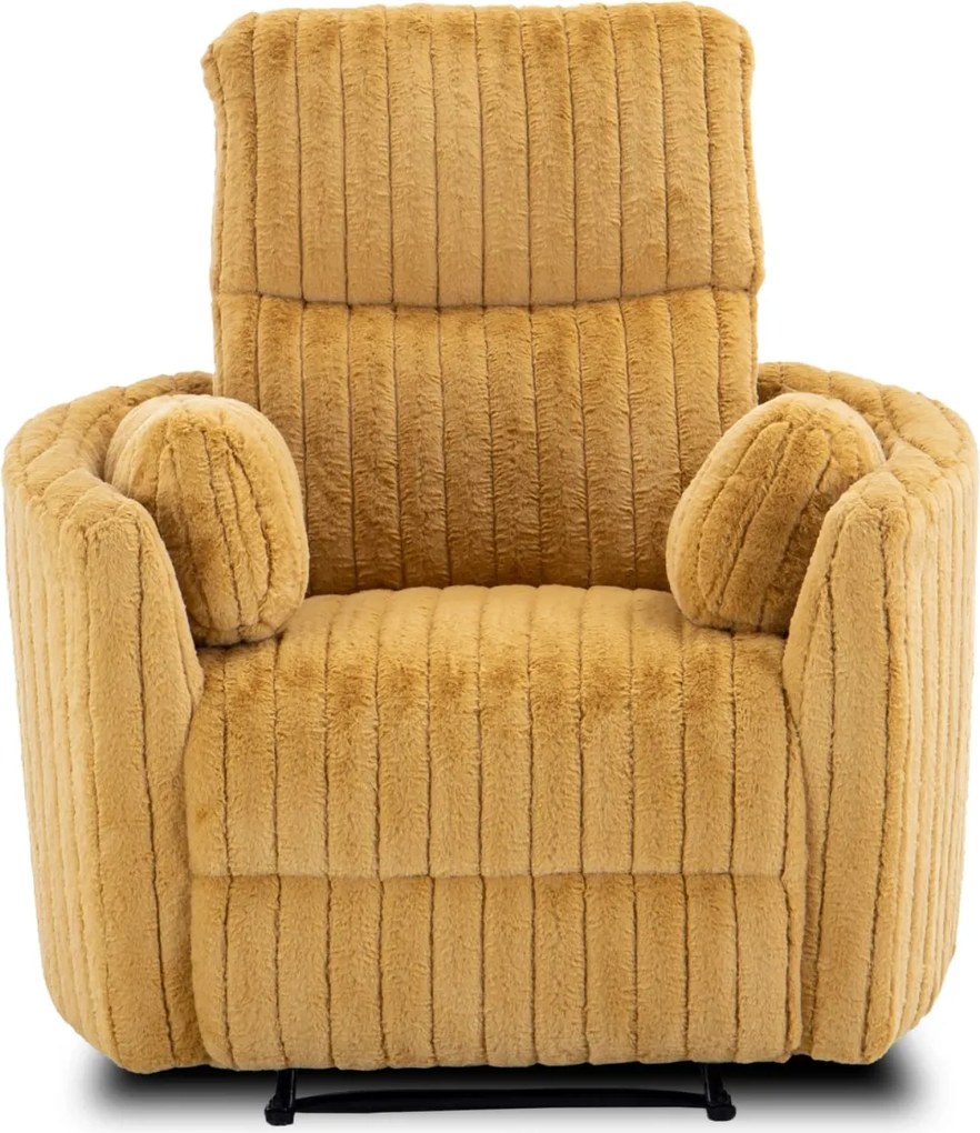 Dönthető fotel mustársárga plüss szövet, RAUL