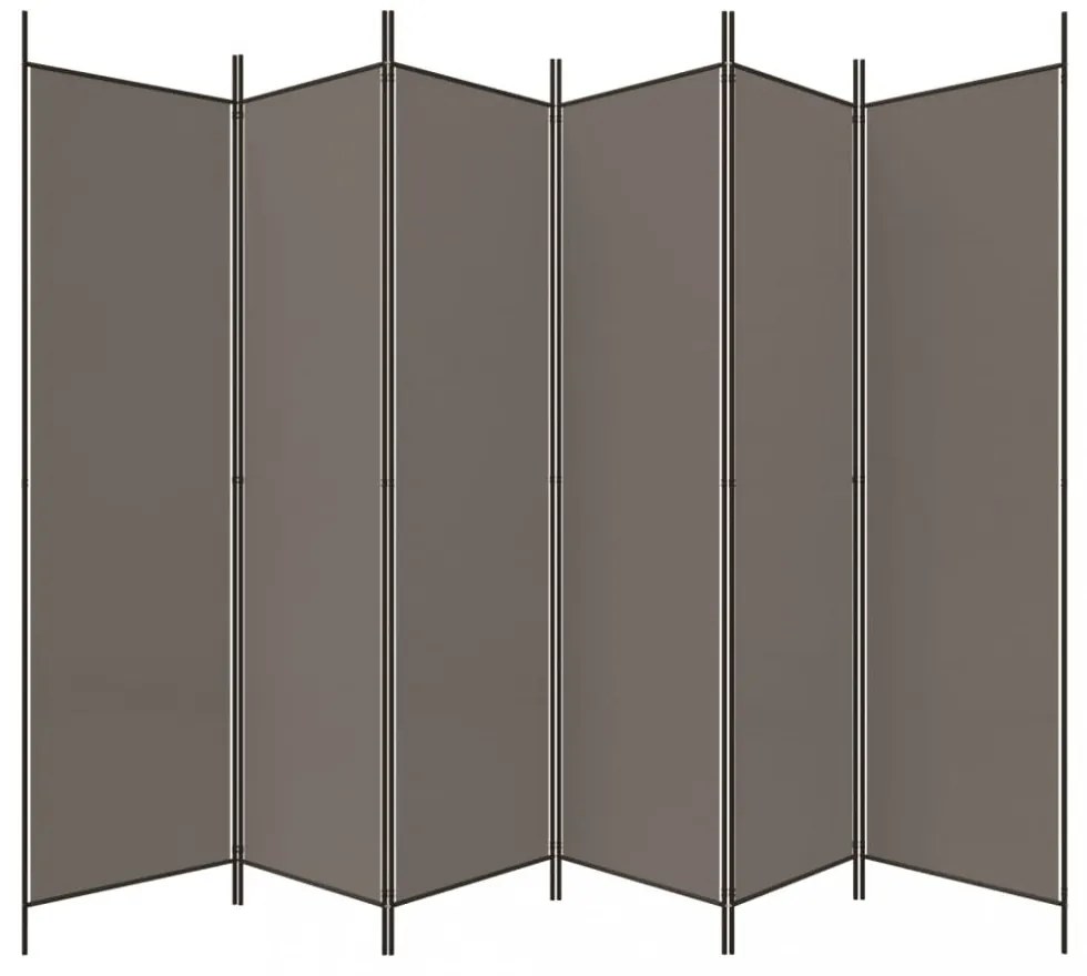 6 paneles antracitszürke szövet térelválasztó 300 x 220 cm