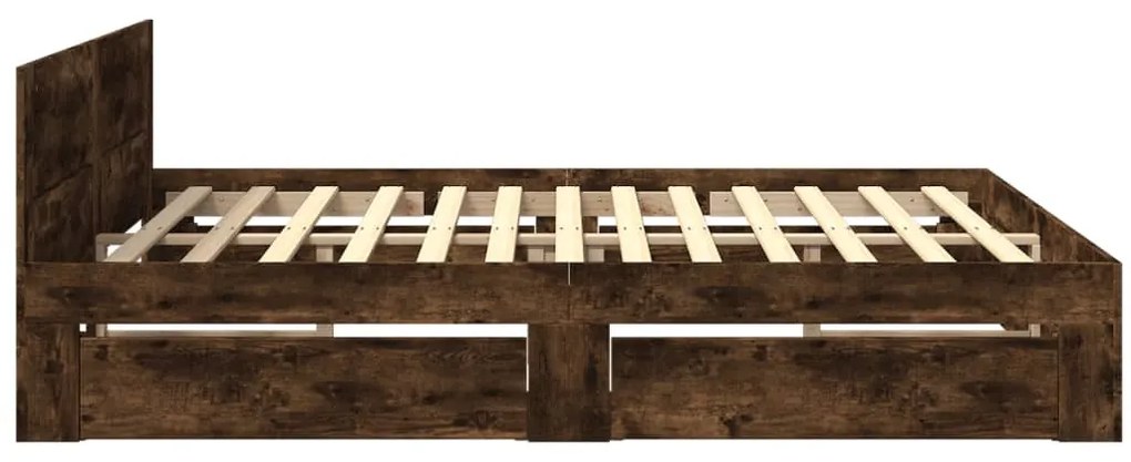 füstös tölgy színű szerelt fa ágykeret fejtámlával 180x200 cm