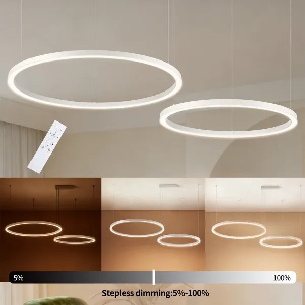 BRILAGI - LED fényerőszabályozható acélkábeles csillár PORTOFINO LED/98W/230V fehér + távirányító