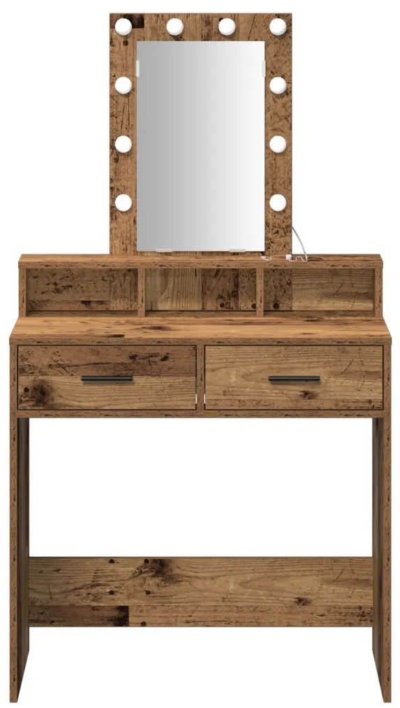 Piperasztal LED világítással - Vintage fa stílus, 79x41x140 cm