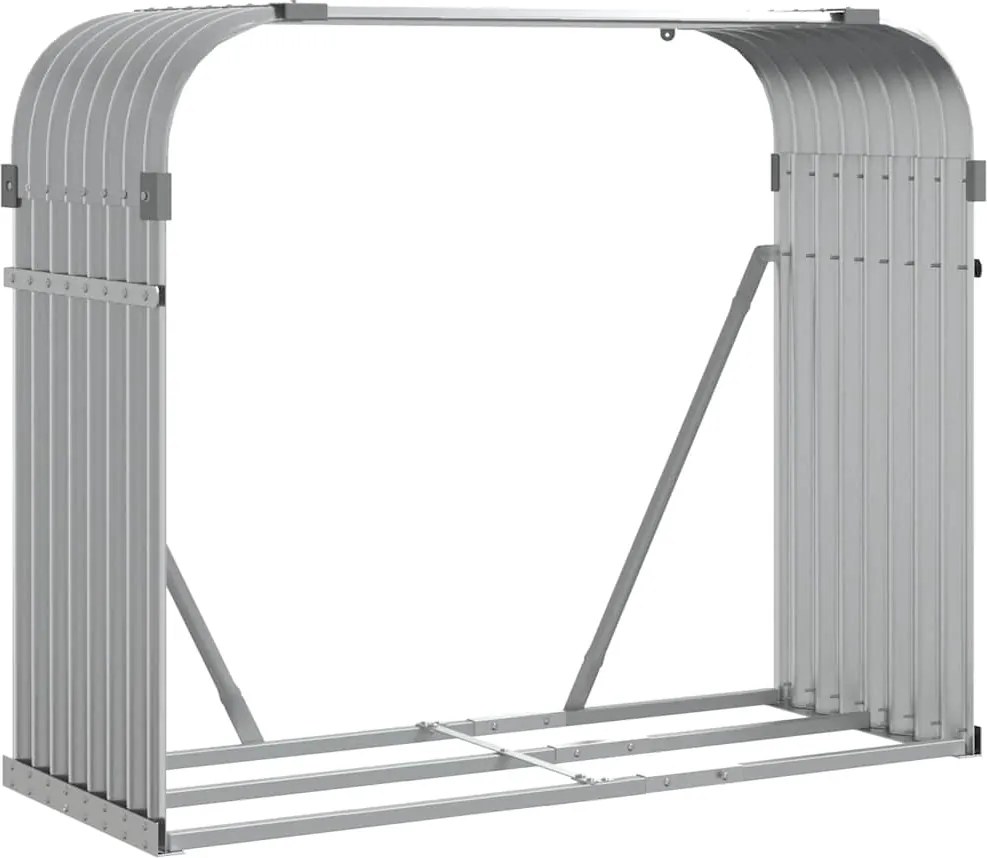 vidaXL világosszürke horganyzott acél rönktartó 120 x 45 x 100 cm