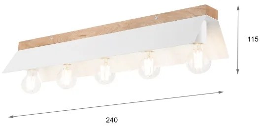 Mennyezeti lámpa ESME 5xE27/15W/230V fehér/tölgy