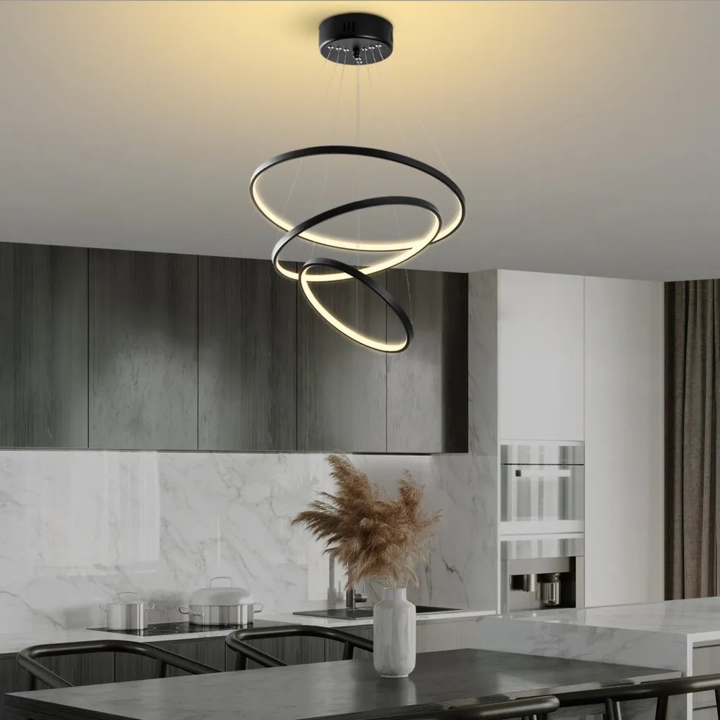 Simit 13697 fekete fém LED függőlámpa, 50 x 50 cm