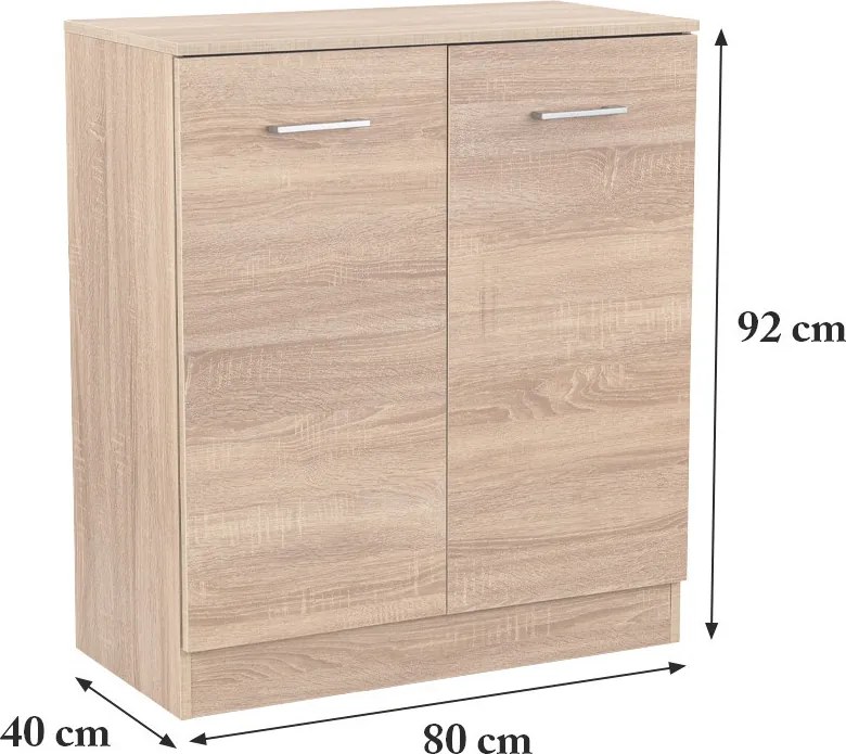 Miami komód 2 ajtós 80x92 cm sonoma tölgy-sonoma tölgy