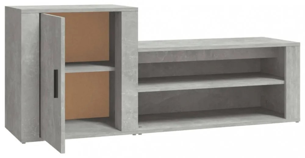 betonszürke szerelt fa cipőszekrény 130x35x54 cm