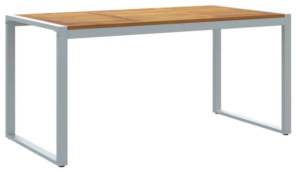 Kültéri Étkezőasztal Szürke 160x80x75 cm Acél és Tömör Akácfa