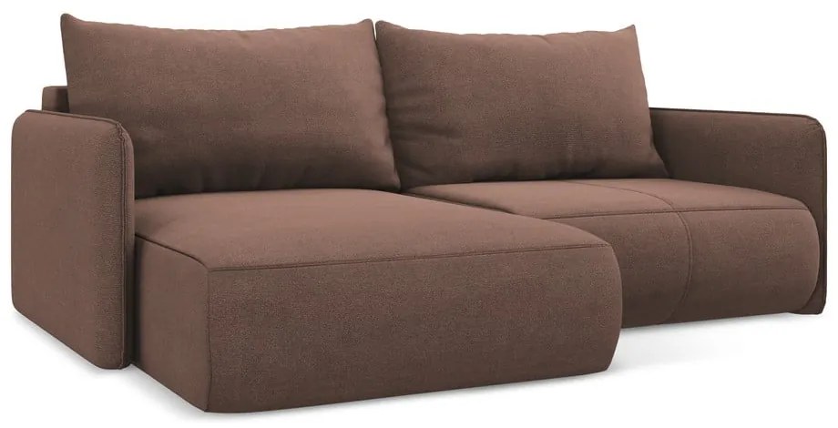 Rózsaszín kinyitható-tárolóhelyes sarokkanapé (bal oldali) Nanea – Makamii