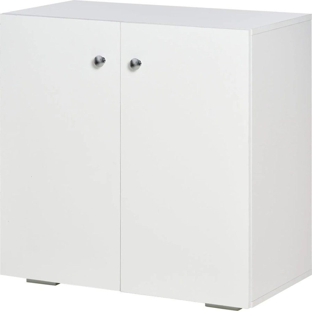 HOMCOM Modern Stílusú Nappali Tálaló 2 Ajtóval és 2 Polccal 70x39x70 cm Fehér | Aosom