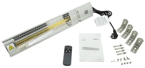 Infravörös fűtő 1000/2000W/230V IP55 + távirányító