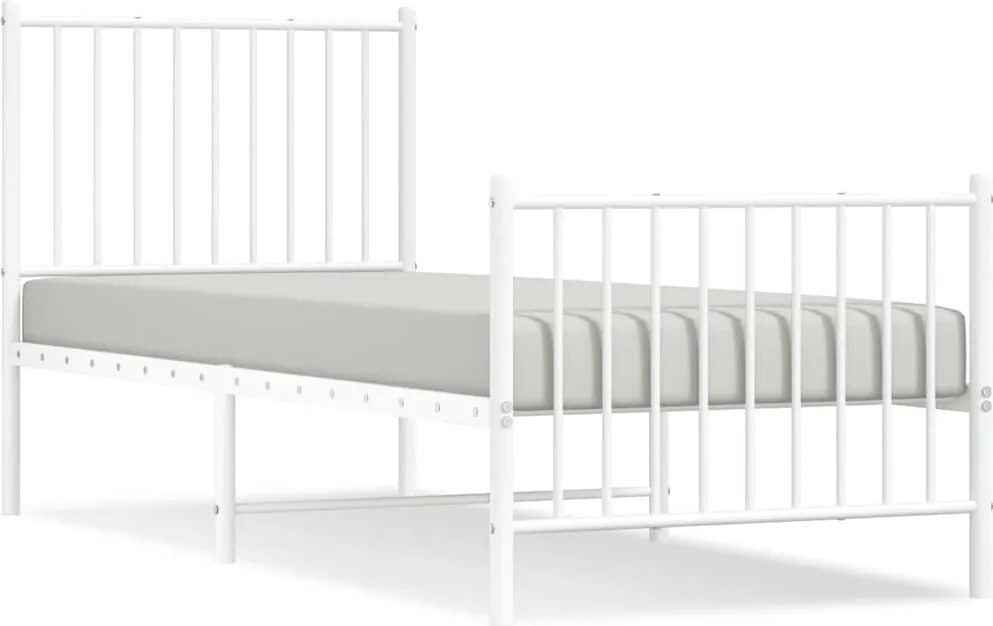vidaXL fehér fém ágykeret fej- és lábtámlával 75 x 190 cm
