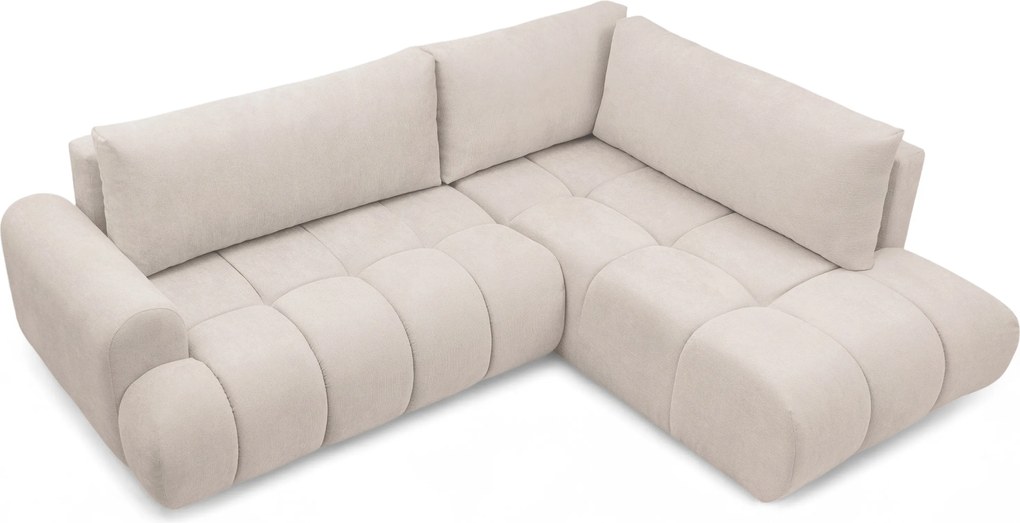 Lutario L jobb oldali sarokkanapé ágyneműfunkcióval - bézs Venice 2026 vízlepergető szövet