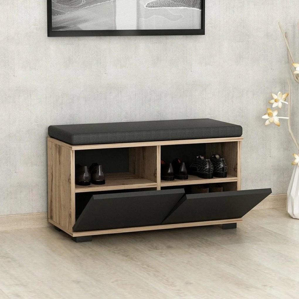 Cipőtároló Drago - Walnut, Black