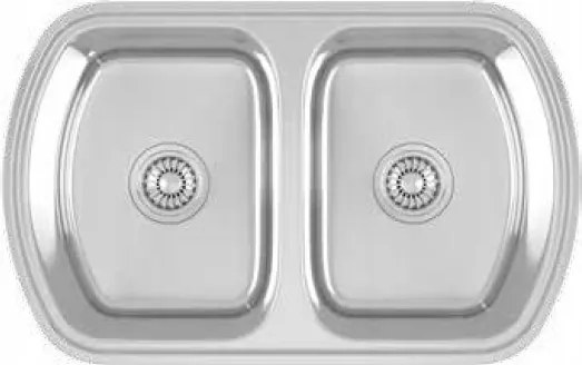 Süllyesztett Acél Mosogató 77x49 2 Kamrás Kuchinox Szifonnal Sima