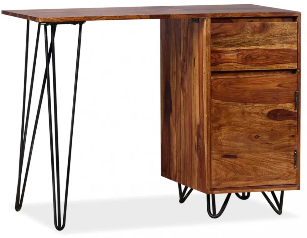 tömör akácfából íróasztal 1 fiókkal és 1 szekrénnyel