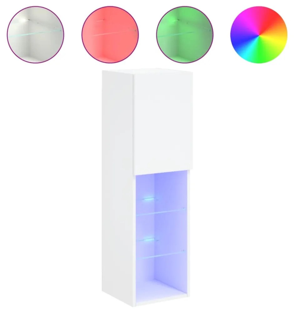 2 db fehér TV-szekrény LED-világítással 30,5 x 30 x 102 cm