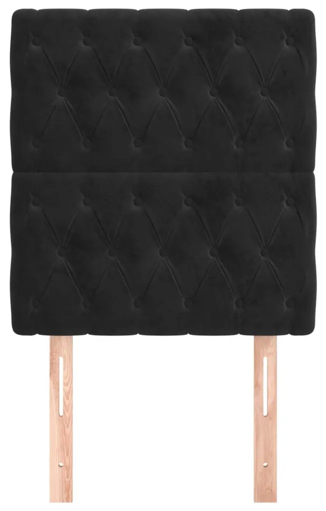 fekete bársony fejtámla 80x7x118/128 cm