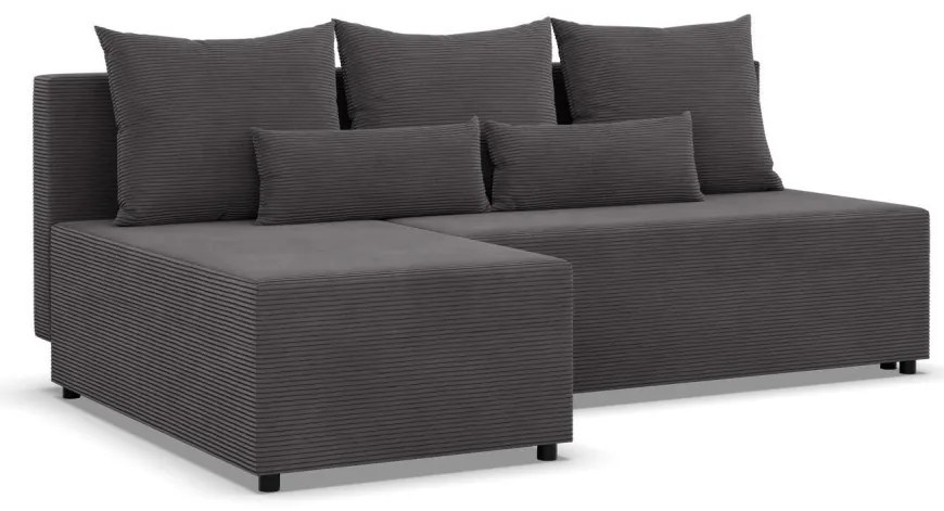 Nobu sarokkanapé, kordbársony, univerzális oldal, szürke