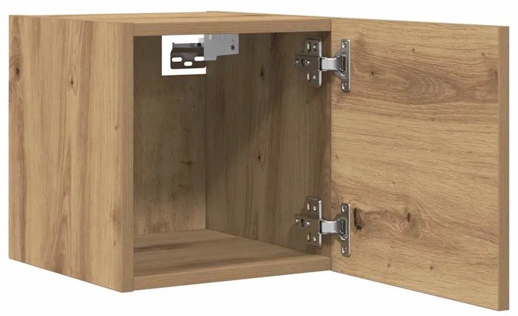 2 db kézműves tölgy falra szerelhető TV-szekrény 30,5x30x30 cm