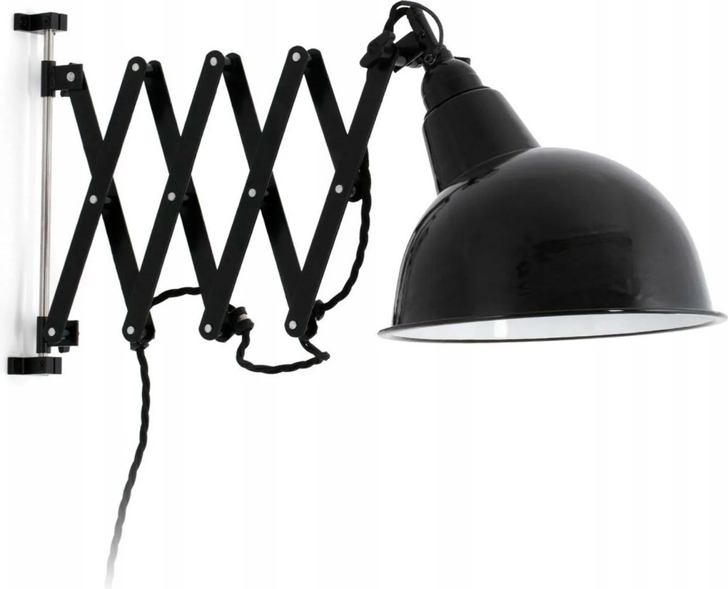 Faro Ras fali lámpa, fekete, kihúzható karral, E27, ipari stílusú