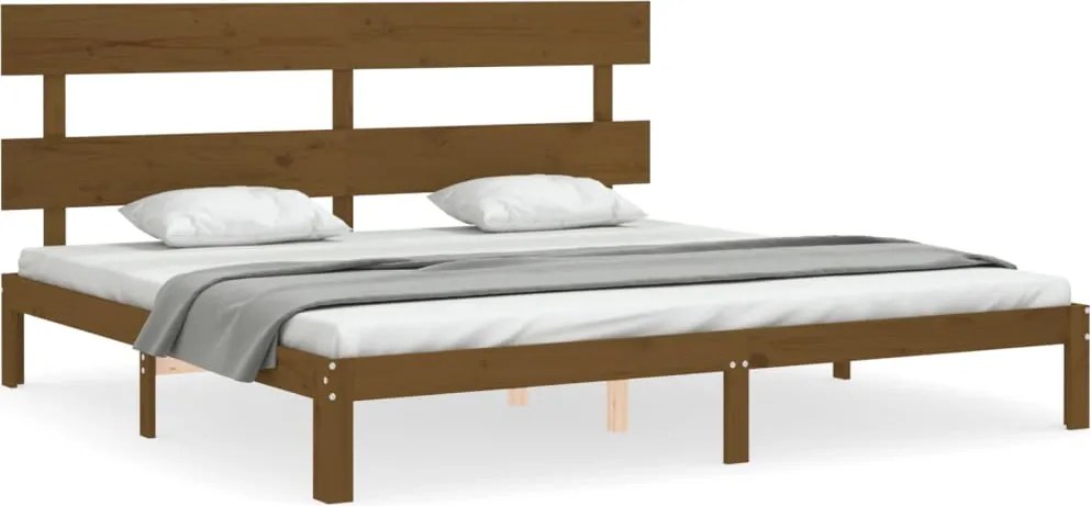 vidaXL mézbarna tömör fa ágykeret fejtámlával 200 x 200 cm