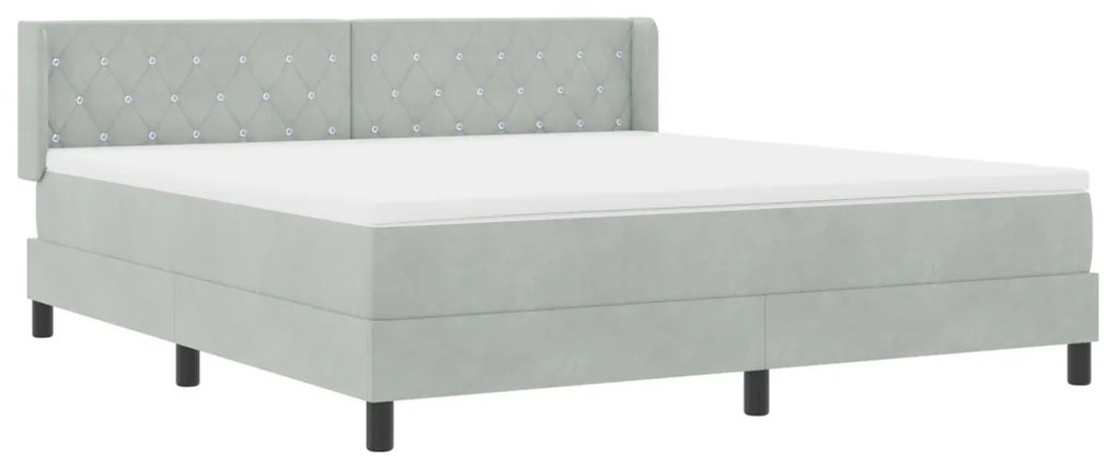 Boxspring Ágy Mattal Világosszürke 180x200 cm Bársony