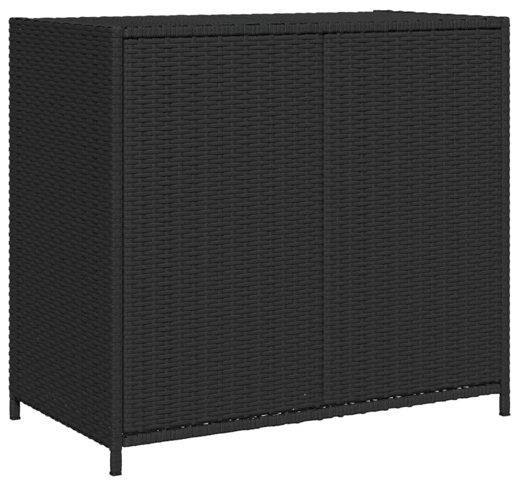 fekete polyrattan kerti tárolószekrény 83 x 45 x 76 cm