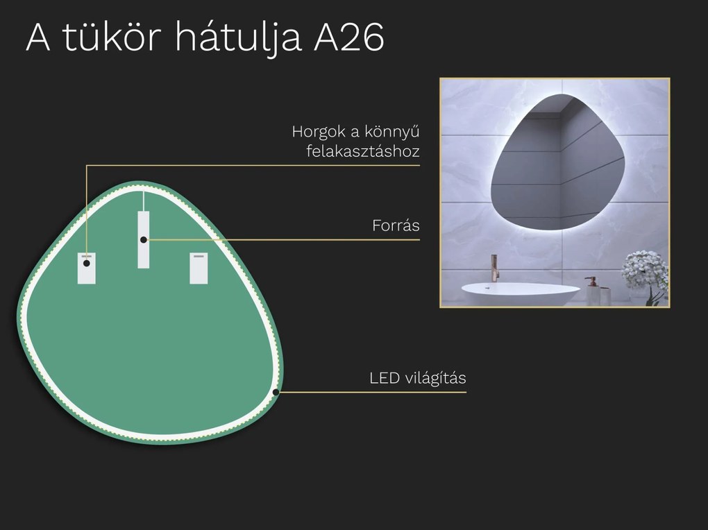 Organikus tükör LED világítással A26