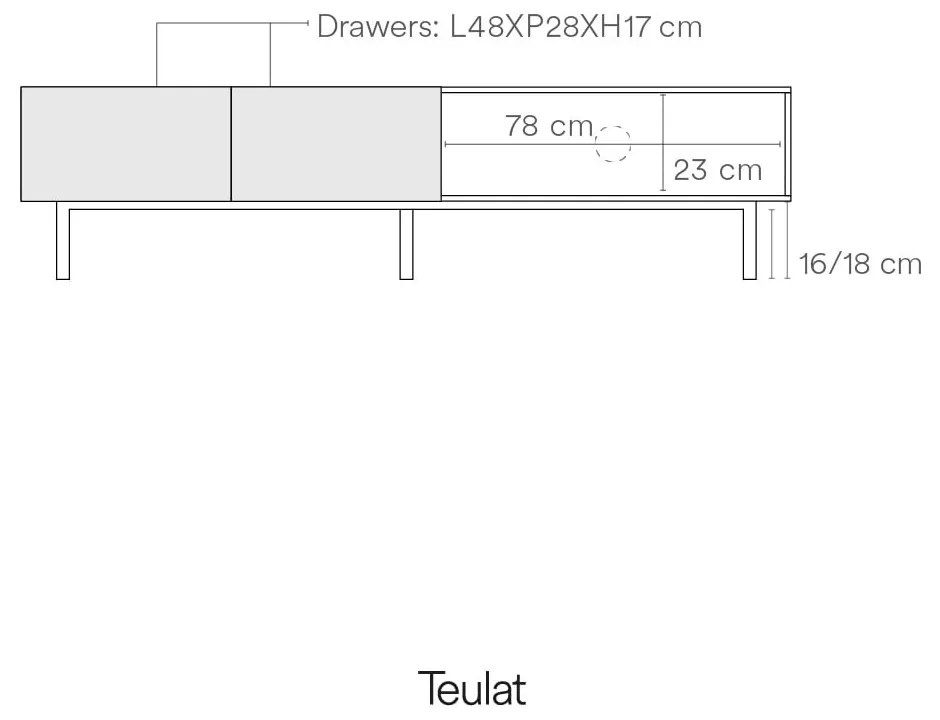 Fehér-natúr színű TV-állvány tölgyfa dekorral 180x45 cm Arista – Teulat