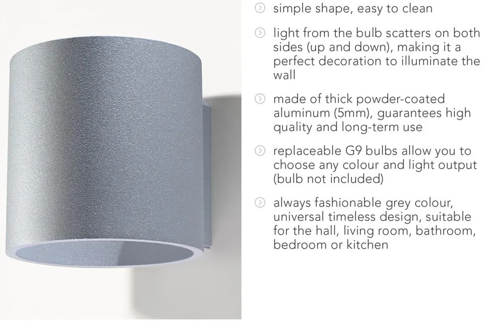 Roda szürke falilámpa - Sollux