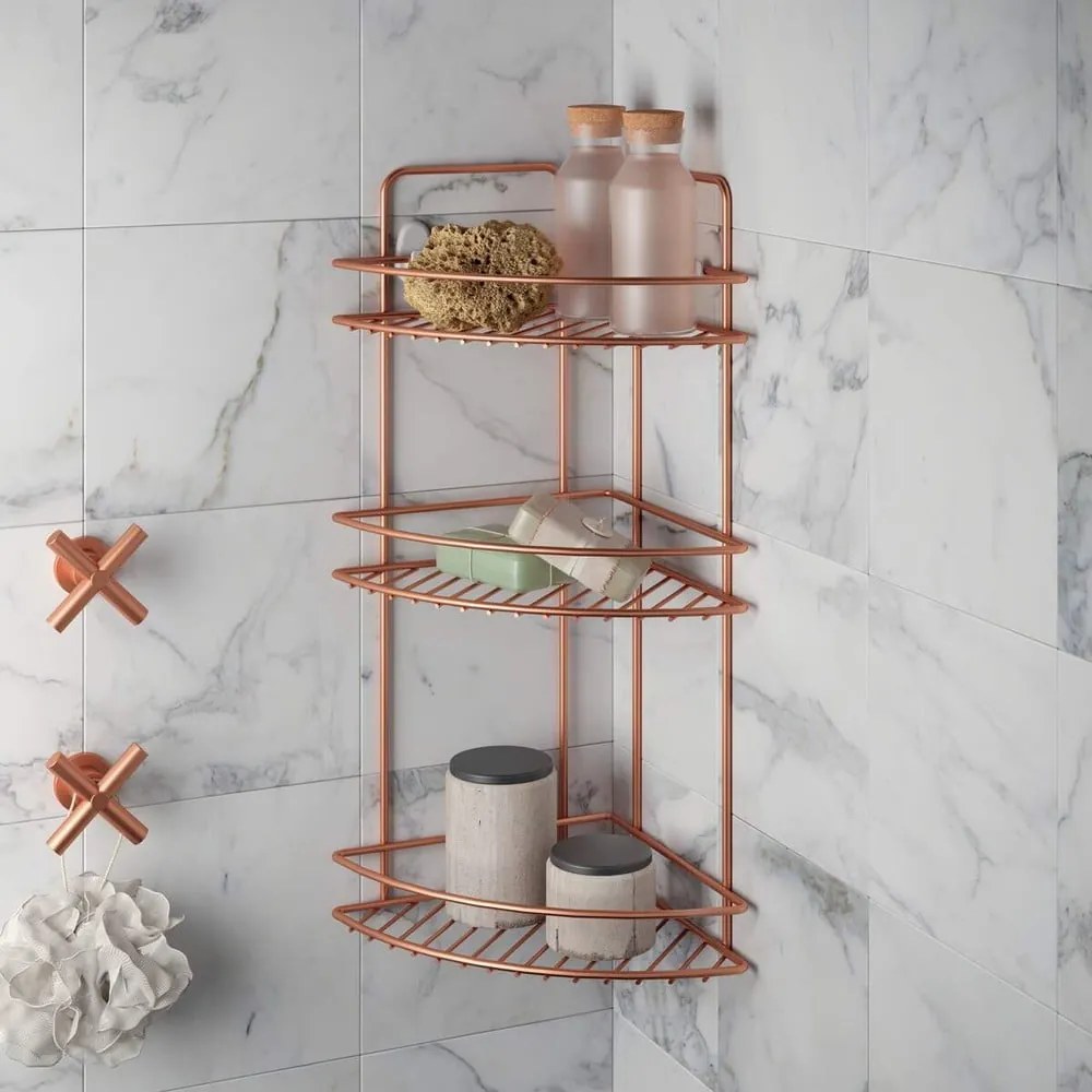 Copper háromszintes fürdőszobai sarokpolc - Metaltex