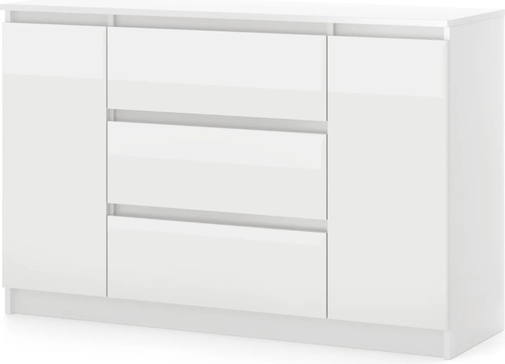 SIMPLE komoda 120 2D3S biały/biały połysk