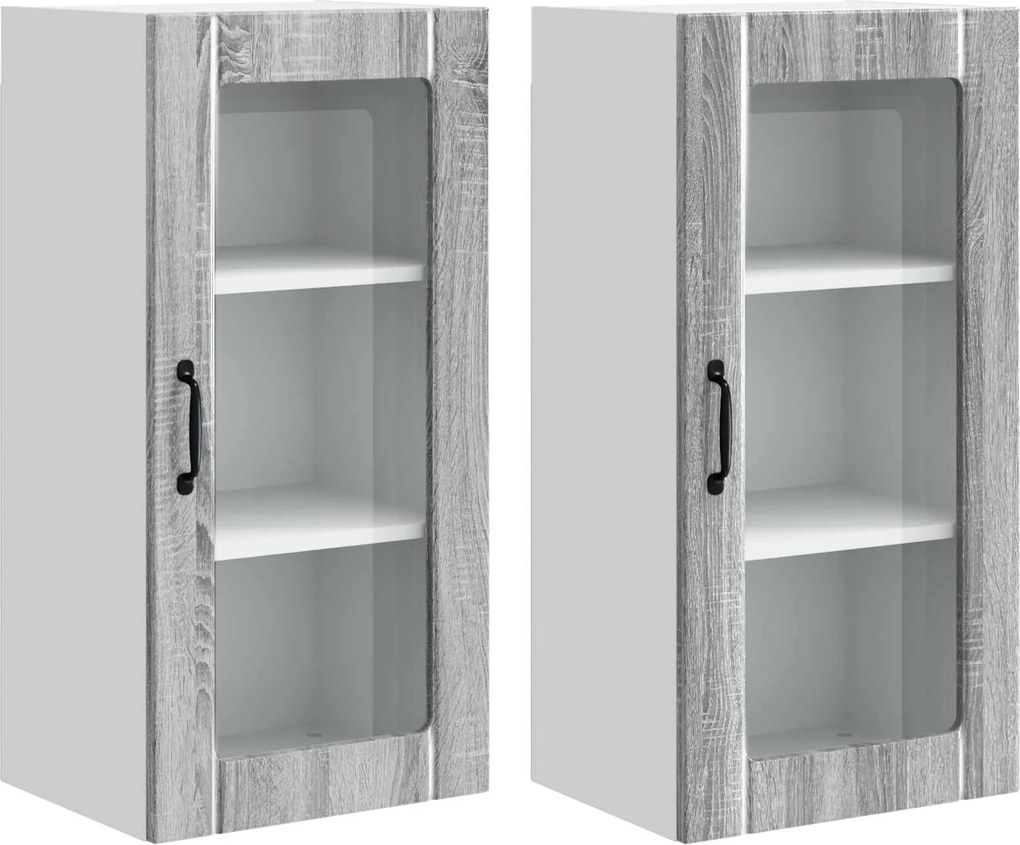 vidaXL Konyhaszekrény 2 pcs Szürke Sonoma 40 x 31 x 80 cm Faanyag