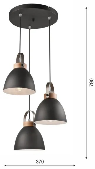 DANIELLE függeszték 3xE27/60W/230V, kábellel