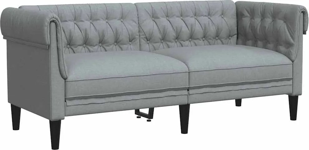 vidaXL 2 személyes világosszürke szövet Chesterfield kanapé